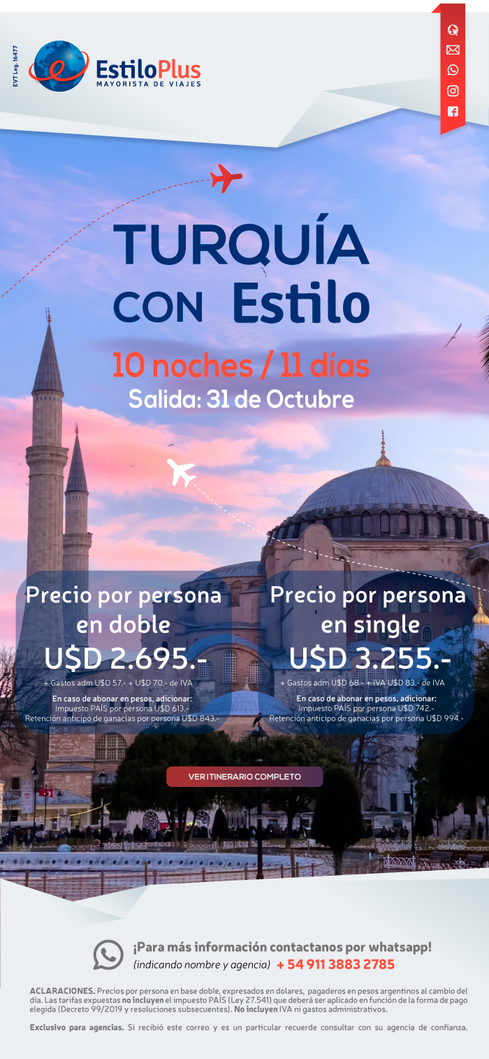 TurquÃ­a en oferta con Mapaplus. Desde 375 dÃ³lares por pasajero en base doble. Salidas 8 y 15 de Enero, 5 y 26 de Febrero. 12 y 19 de Marzo.