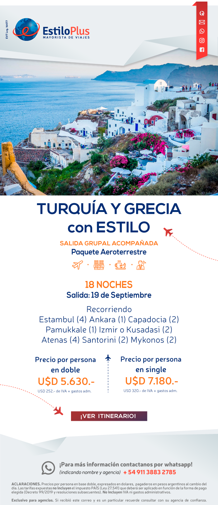 TurquÃ­a en oferta con Mapaplus. Desde 375 dÃ³lares por pasajero en base doble. Salidas 8 y 15 de Enero, 5 y 26 de Febrero. 12 y 19 de Marzo.