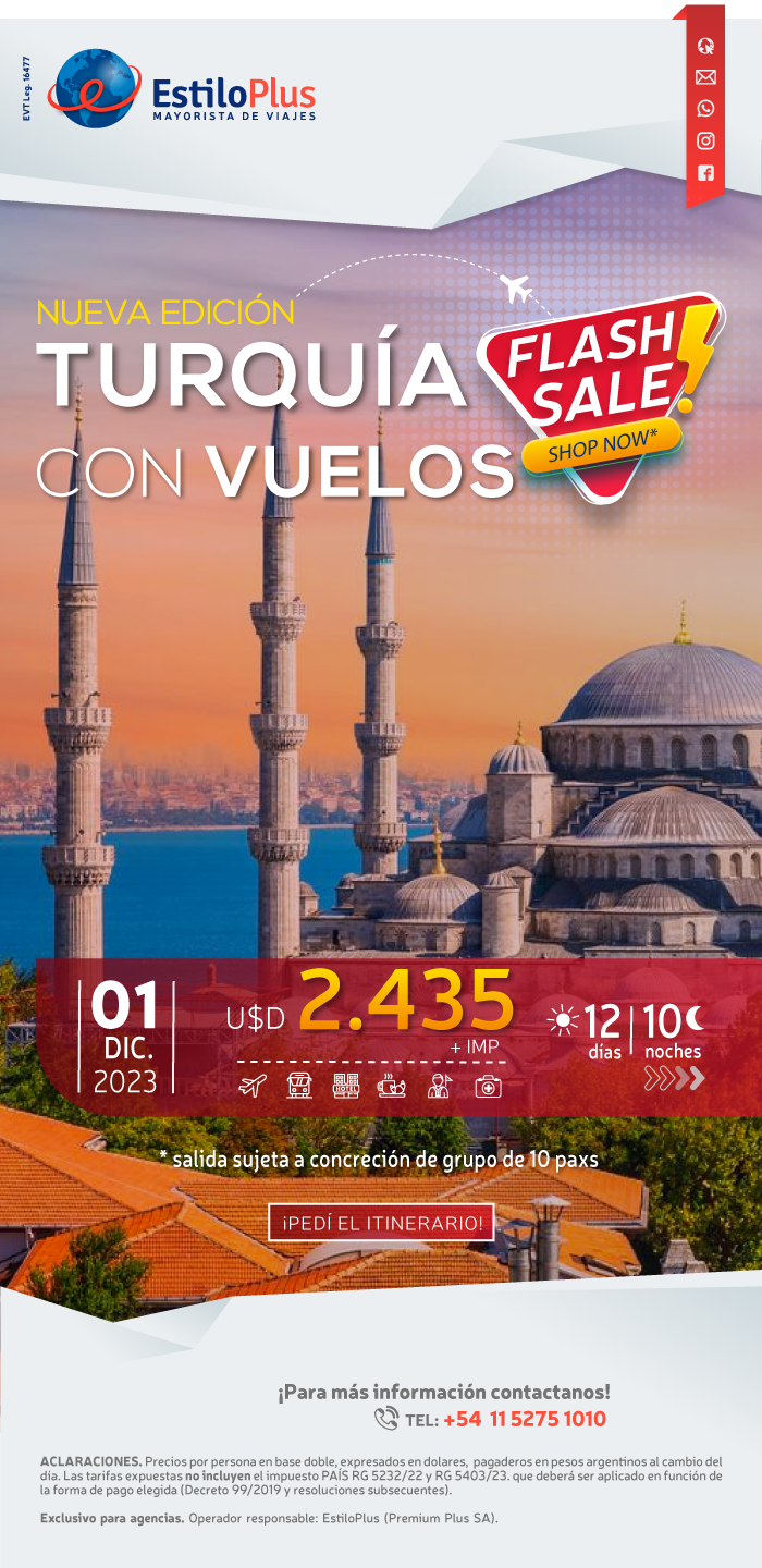 Turquía en oferta con Mapaplus. Desde 375 dólares por pasajero en base doble. Salidas 8 y 15 de Enero, 5 y 26 de Febrero. 12 y 19 de Marzo.