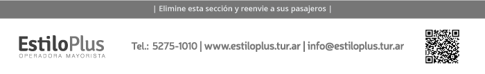 Estilo Plus Mayorista de Viajes. Teléfono 52751010. Mail info@estiloplus.tur.ar. Web www.estiloplus.tur.ar.