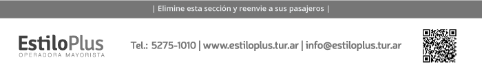 Estilo Plus Mayorista de Viajes. TelÃ©fono 52751010. Mail info@estiloplus.tur.ar. Web www.estiloplus.tur.ar.