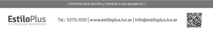 Estilo Plus Mayorista de Viajes. Teléfono 52751010. Mail info@estiloplus.tur.ar. Web www.estiloplus.tur.ar.