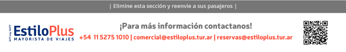 Estilo Plus Mayorista de Viajes. Teléfono 52751010. Mail info@estiloplus.tur.ar. Web www.estiloplus.tur.ar.